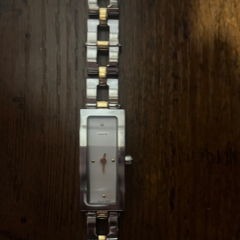 Coach Two-Tone Rectangular Face Bracelet Watch - … - image 2